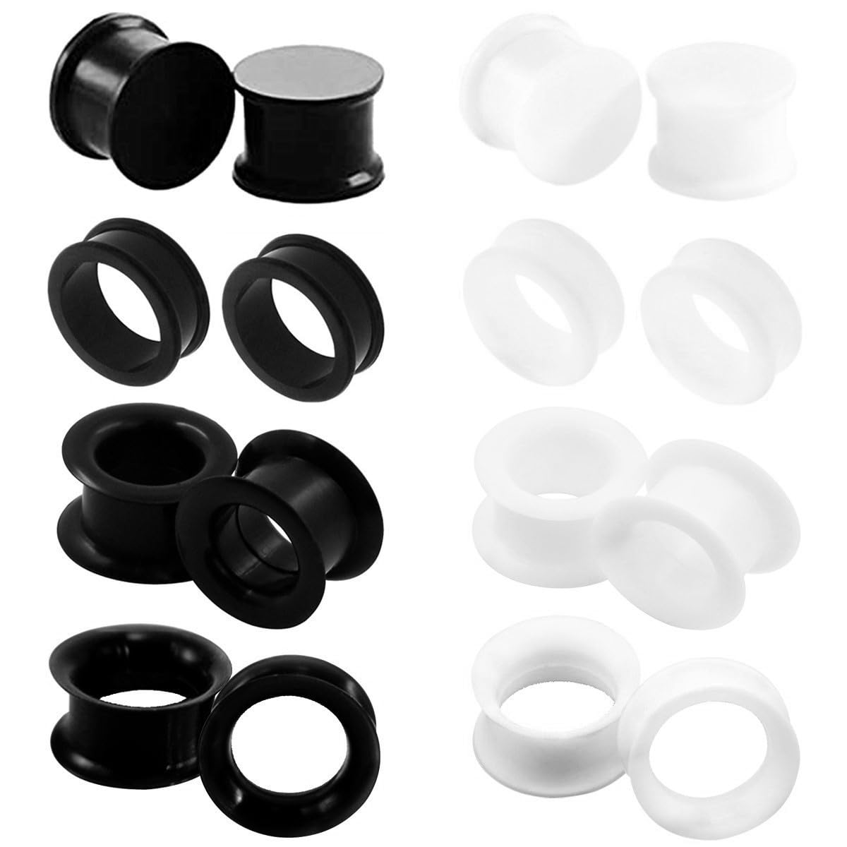 Body Jewelry Gauge Sizes - 2/16 pz bianco nero flessibile tappo